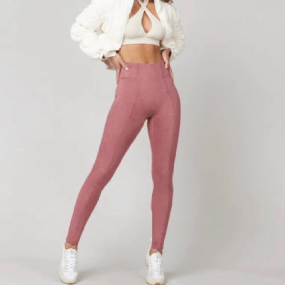 Spanx Faux Suede Leggings in Color Rich Rose
